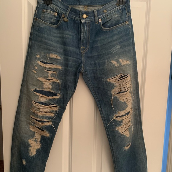 R13 shredded relaxed skinny jean - Picture 1 of 4